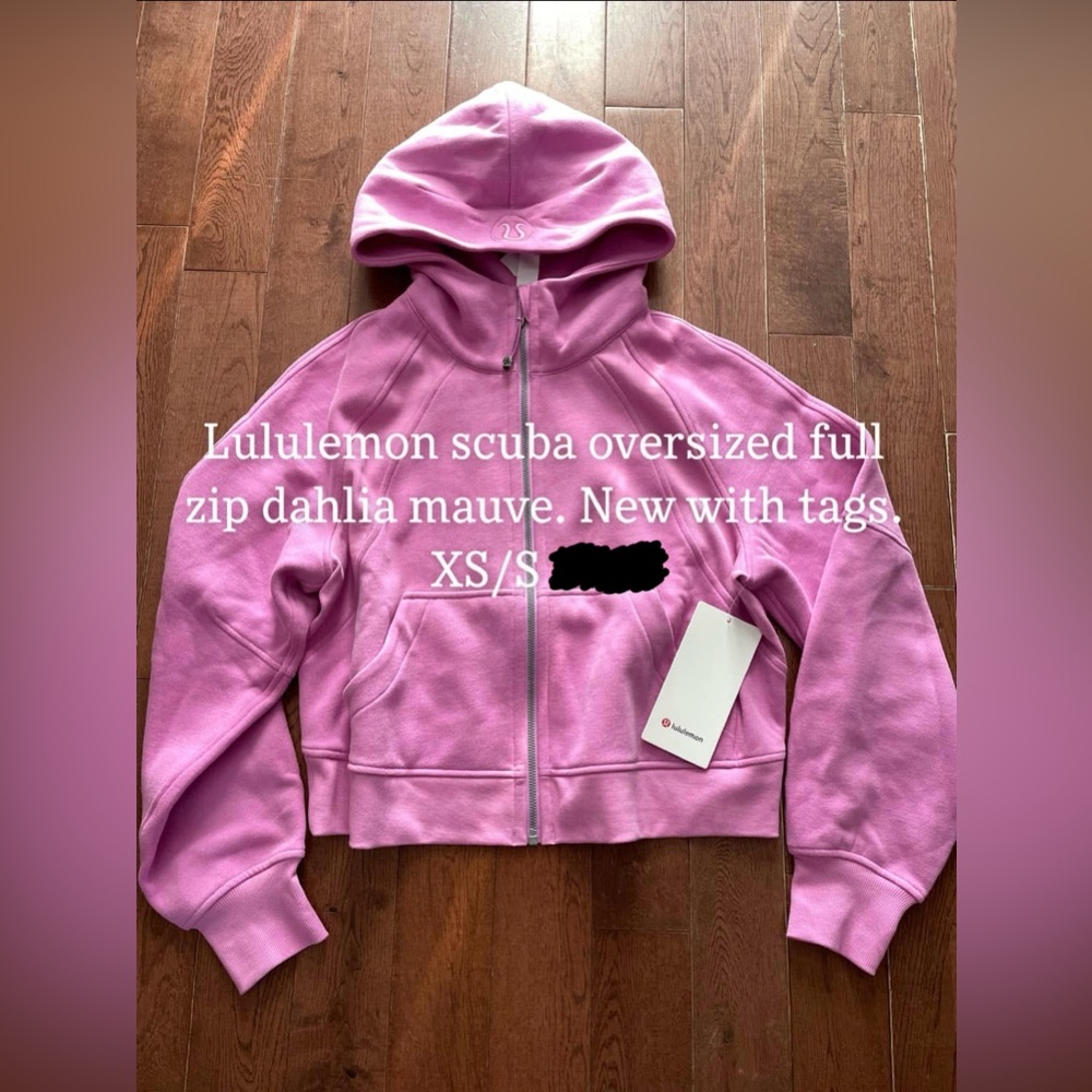 Lululemon scuba oversized full zip NWT dahlia mauve XS/S